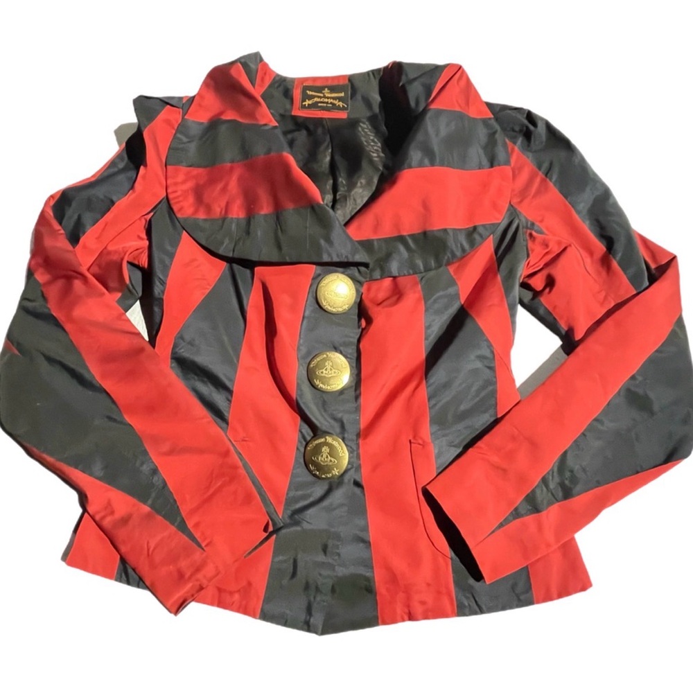 Vivienne Westwood Lapel Blazer Red & Black Striped Sz US 6/8 EUC